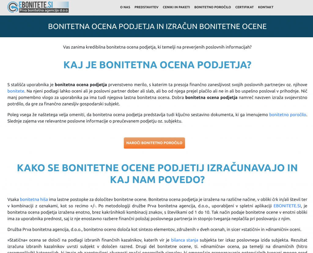 kaj je bonitetna ocena cta